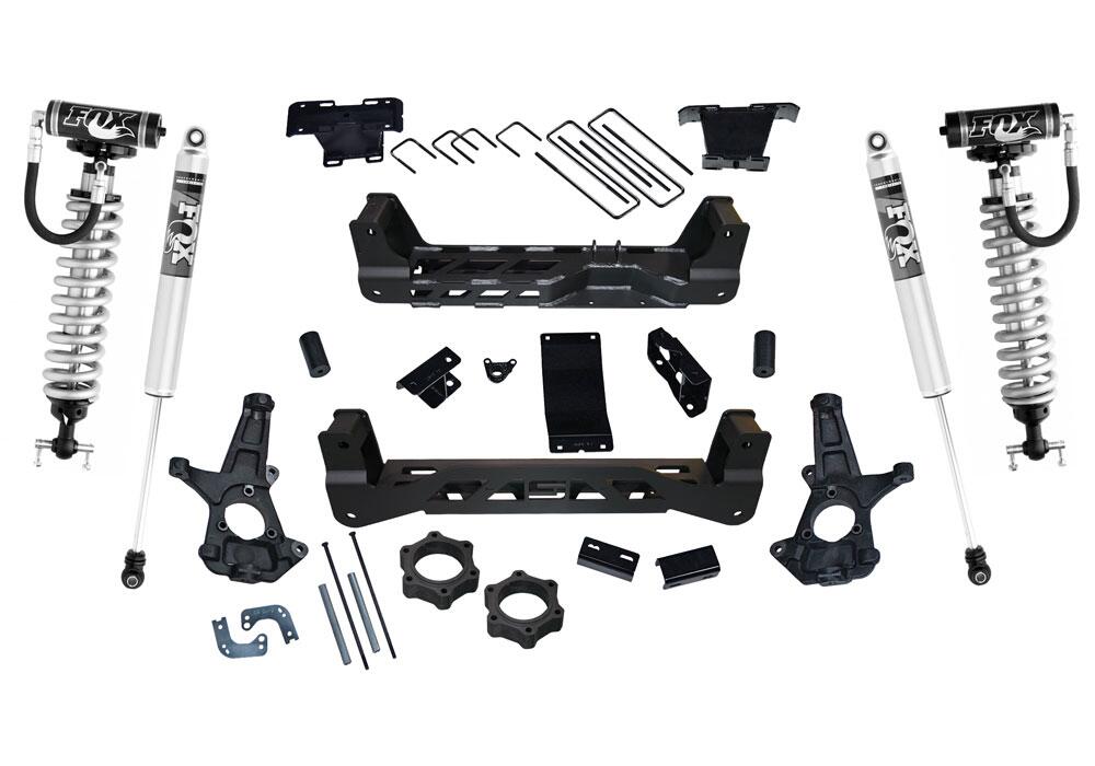 6.5 Inch Lift Kit 2014-2018 Chevy Silverado/GMC Sierra 1500 4WD with Aluminum or Stamped Steel Control Arms with Fox Coilovers and Rear Shocks Superlift
