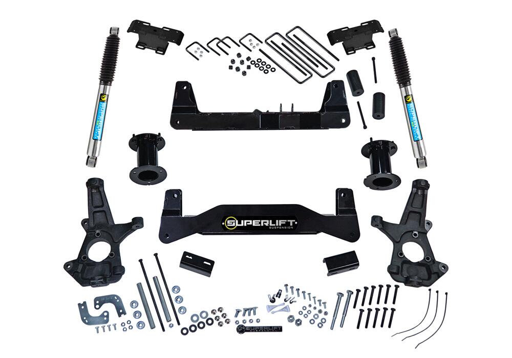 6.5 Inch Lift Kit 2007-2016 Chevy Silverado and GMC Sierra 2WD with Cast Steel Control Arms with Bilstein Rear Shocks Superlift