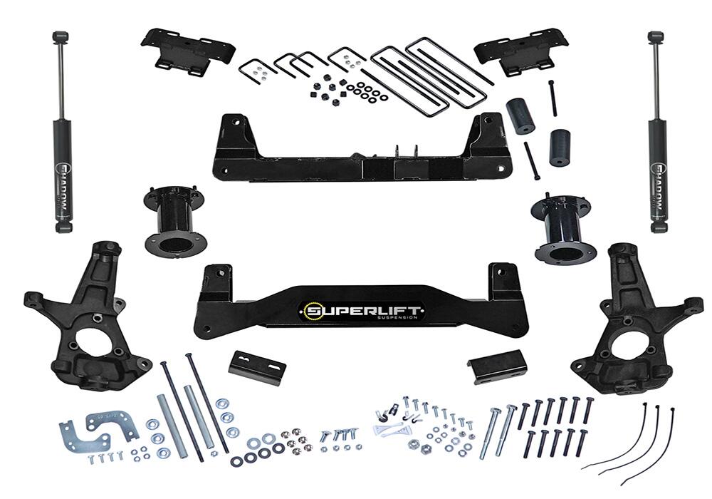 6.5 Inch Lift Kit 2007-2016 Chevy Silverado and GMC Sierra 2WD with Cast Steel Control Arms with Superlift Rear Shocks Superlift
