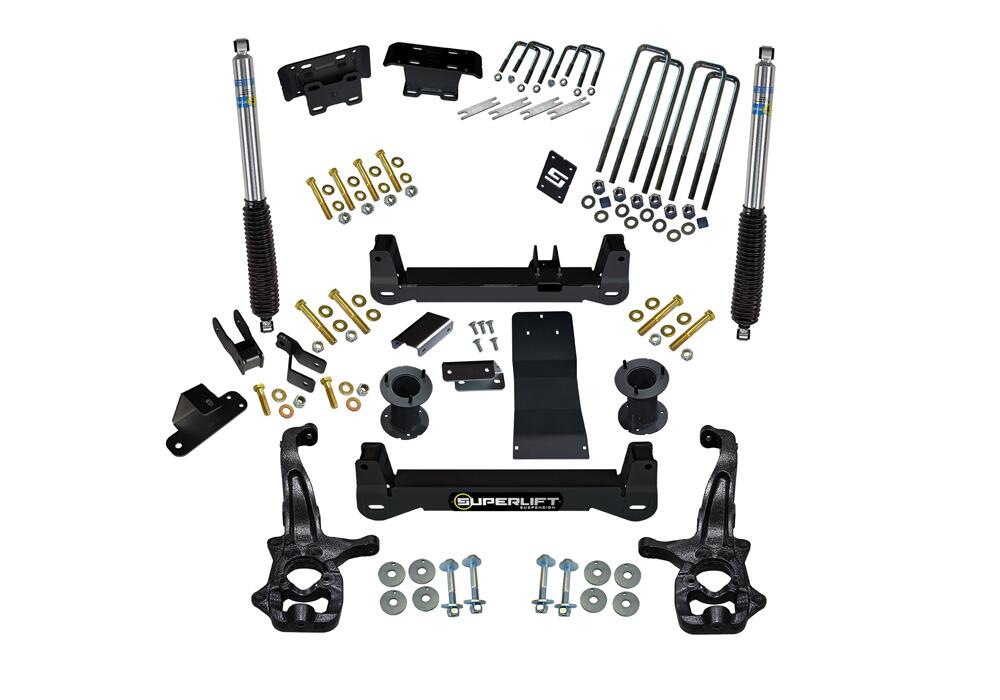 6 Inch Lift Kit 2019 (New Body Style)-2024 Chevy Silverado/GMC Sierra 1500 4WD with Aluminum or Stamped Steel Control Arms with Bilstein Rear Shocks (excludes Trailboss or AT4) Superlift