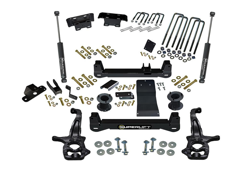 6 Inch Lift Kit 2019 (New Body Style)-2024 Chevy Silverado/GMC Sierra 1500 4WD with Aluminum or Stamped Steel Control Arms with Superlift Rear Shocks (excludes Trailboss or AT4) Superlift