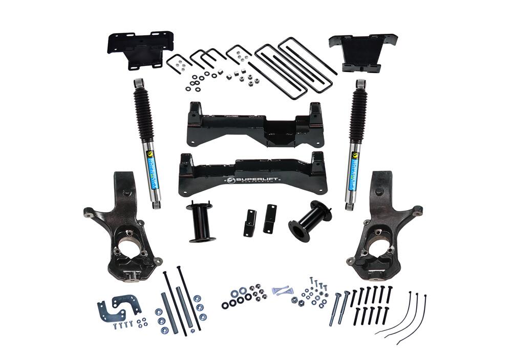 8 Inch Lift Kit 2007-2016 Chevy Silverado and GMC Sierra 2WD with Cast Steel Control Arms with Bilstein Rear Shocks Superlift