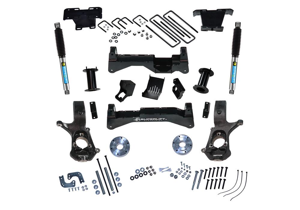 8 Inch Lift Kit 2014-2018 Chevy Silverado and GMC Sierra 2WD with Aluminum or Stamp Steel Control Arms with Bilstein Rear Shocks Superlift