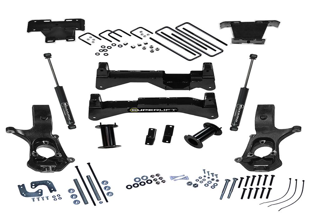 8 Inch Lift Kit 2014-2018 Chevy Silverado and GMC Sierra 2WD with Aluminum or Stamp Steel Control Arms with Superlift Rear Shocks Superlift