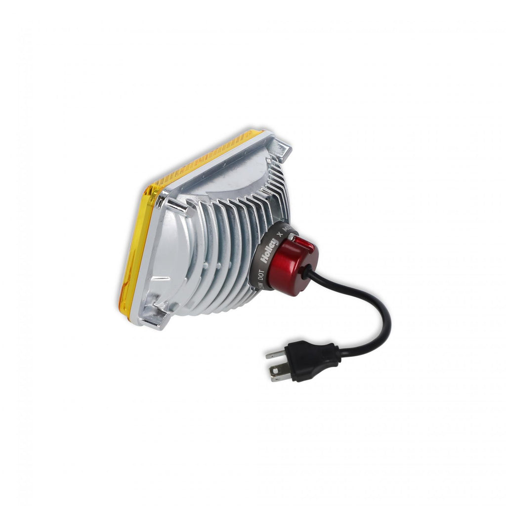LED Replacement forward light Yellow Lens High Beam Only 4 Inch x 6 Inch Rectangle Modern-Tech Upgrade For Old-School Sealed Beam Headlight Systems Utilizes 5700K Bulb Sold Individually HIGH-BEAM ONLY RetroBright