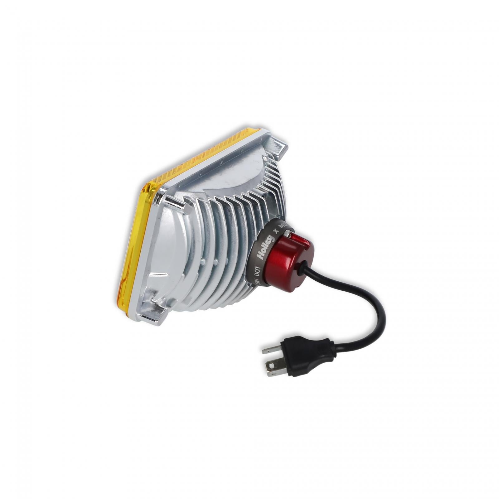 LED Replacement forward light Yellow Lens High Beam Only 4 Inch x 6 Inch Rectangle Modern-Tech Upgrade For Old-School Sealed Beam Headlight Systems Utilizes 5700K Bulb Sold Individually HIGH-BEAM ONLY RetroBright
