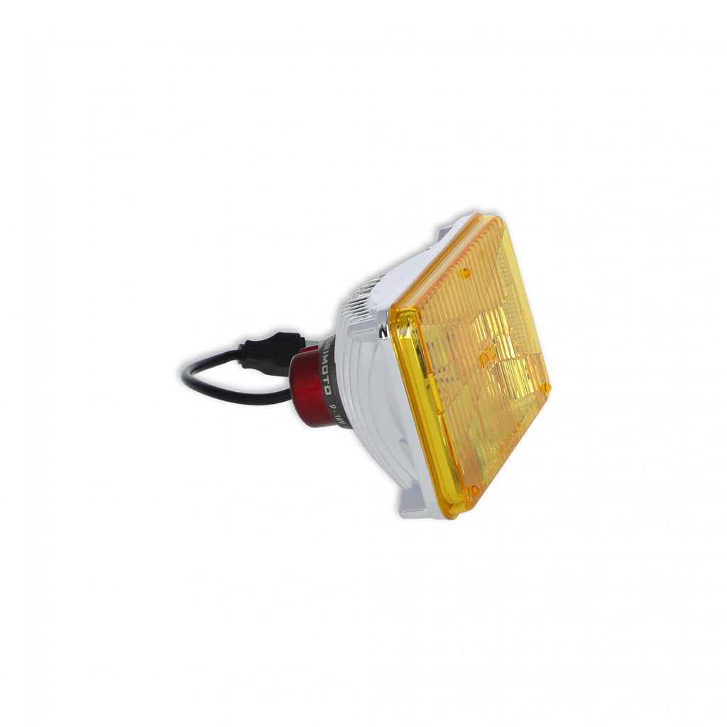 LED Replacement forward light Yellow Lens High Beam Only 4 Inch x 6 Inch Rectangle Modern-Tech Upgrade For Old-School Sealed Beam Headlight Systems Utilizes 5700K Bulb Sold Individually HIGH-BEAM ONLY RetroBright