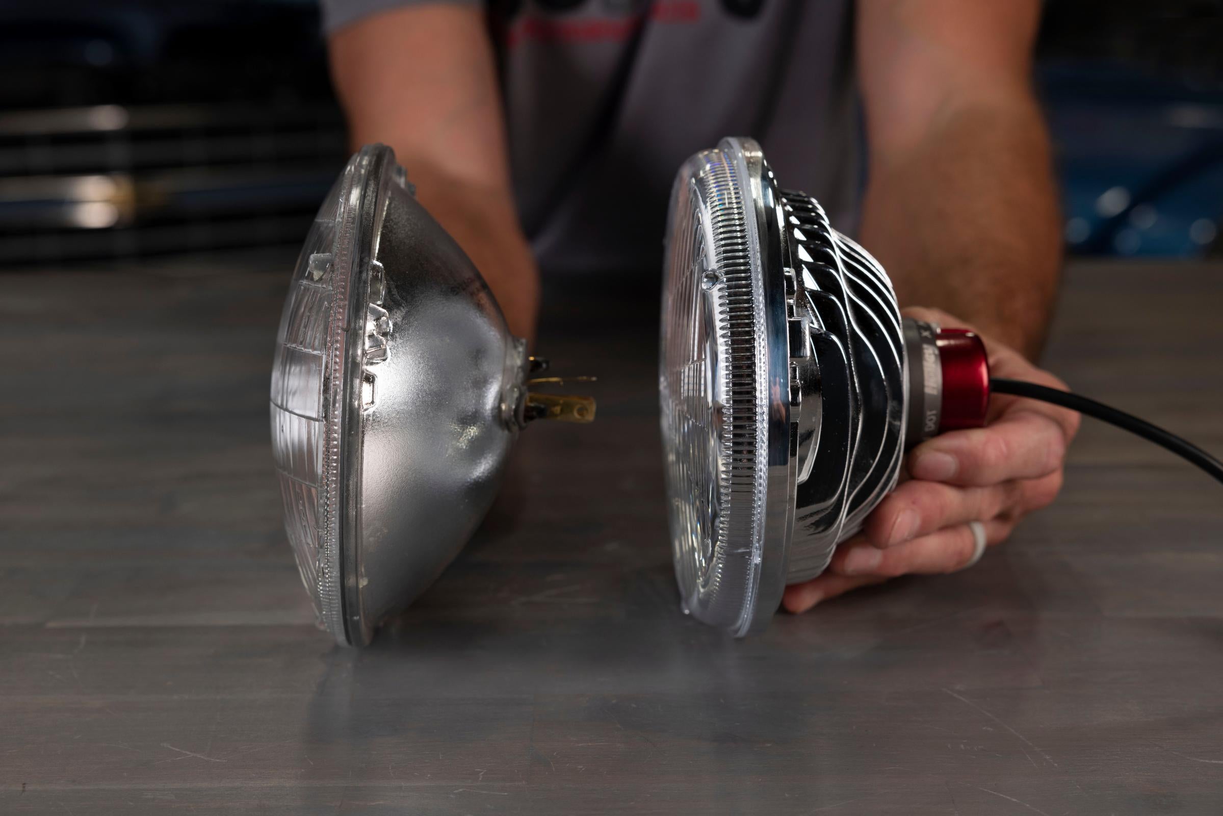 LED Forward Facing Light Yellow Lens 7 Inch Round Modern-Tech Upgrade For Old-School Sealed Beam Headlight Systems Utilizes 5700K Bulb Sold Individually RetroBright