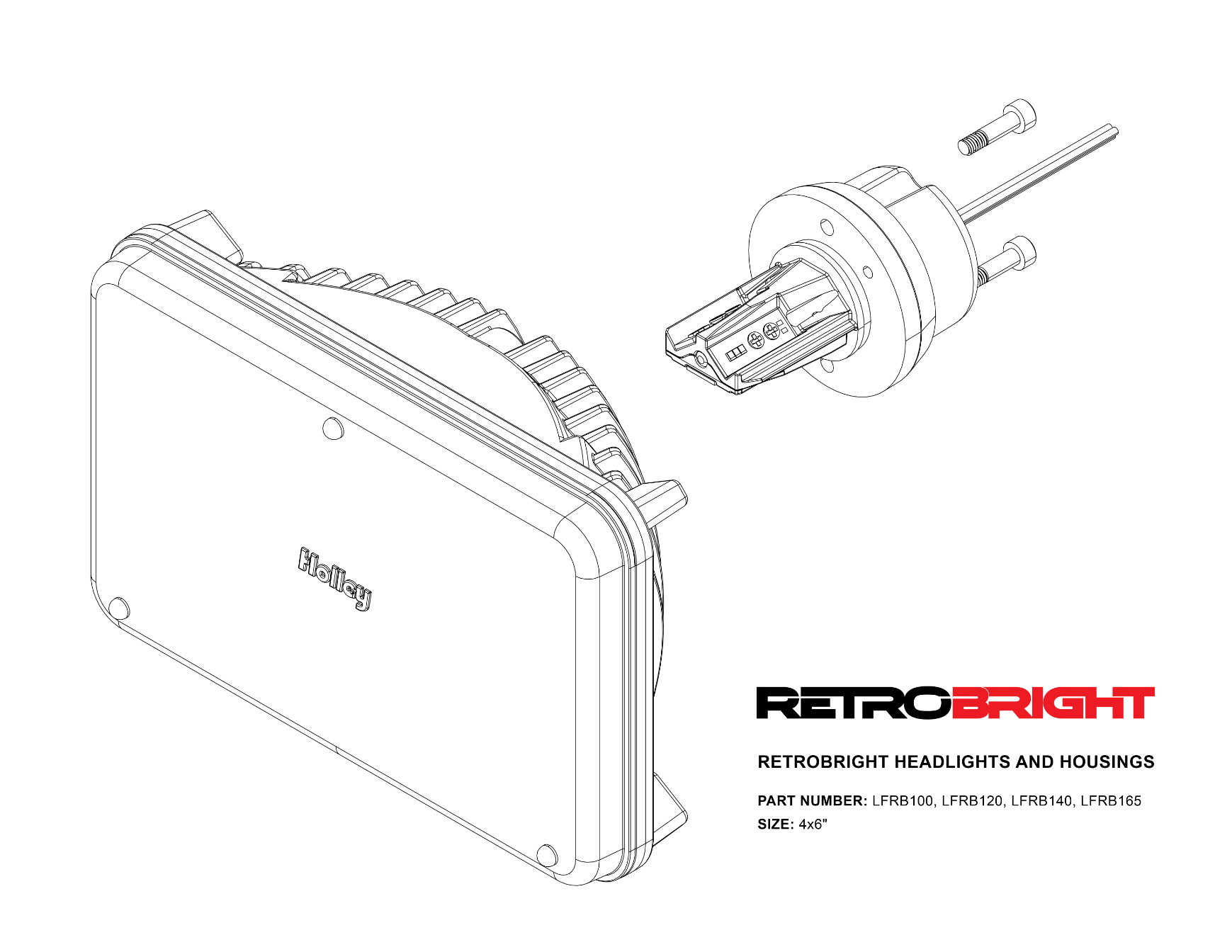 LED Forward Light -Classic White(3000K) 4 Inch x 6 Inch Rectangle Modern-Tech Upgrade For Old-School Sealed Beam Headlight Systems Sold Individually (updated wiring for plug-and-play application) RetroBright
