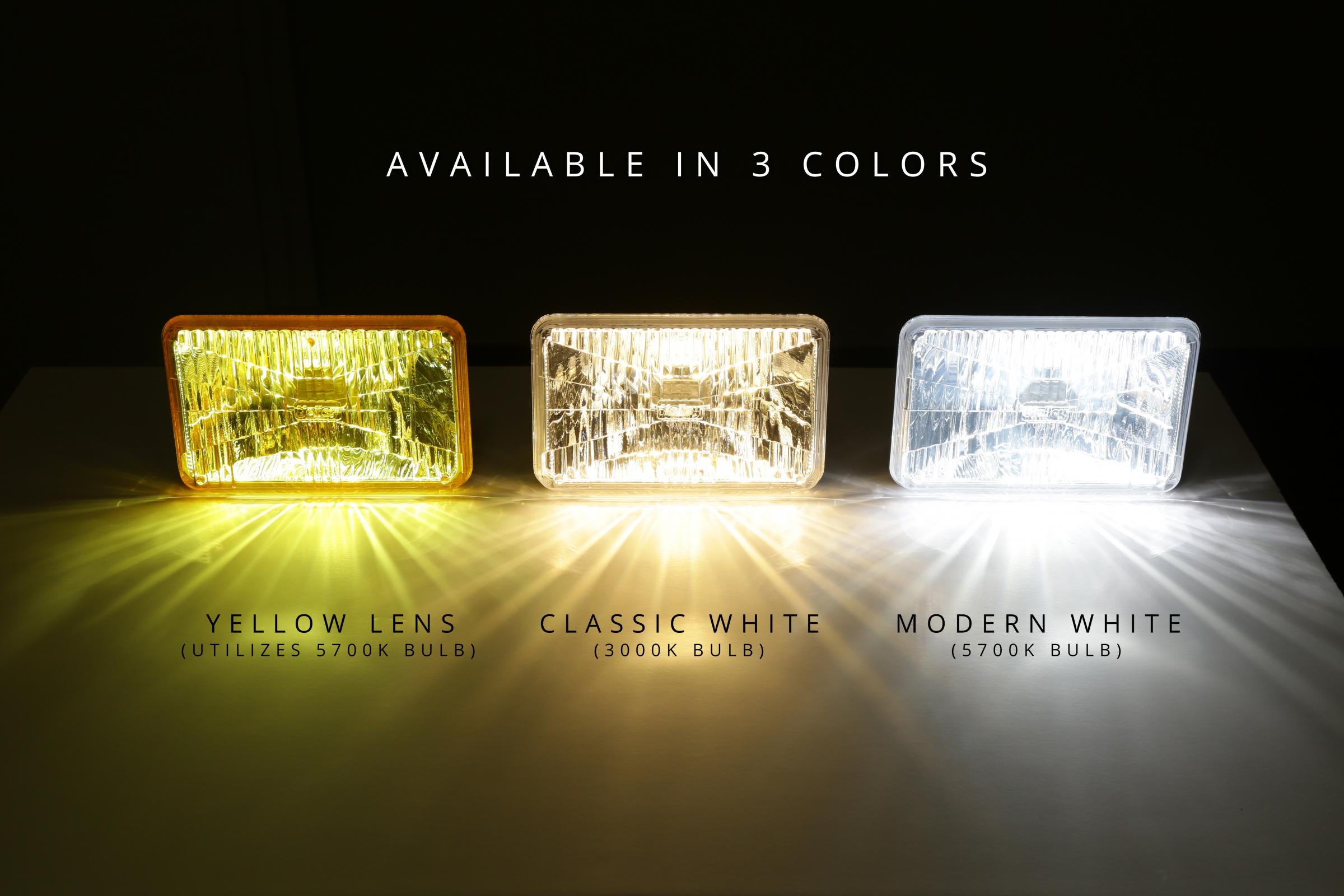 LED F-Light Clear Lens Housing Only  Sold Individually 4 Inch x 6 Inch Rectangle Modern-Tech Upgrade For Old-School Sealed Beam Headlight Systems Bulb Sold Separately RetroBright