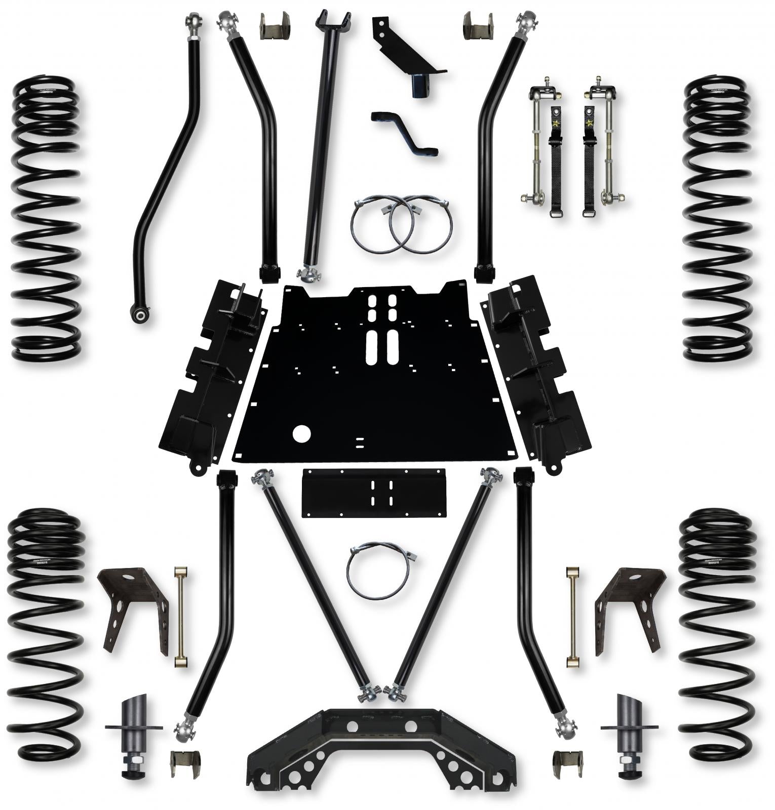 4.5 Inch X-Factor X2 Flat-Belly 4 Inch Stretch Long-Arm Suspension System For Jeep Wrangler LJ With No Shocks Rock Krawler