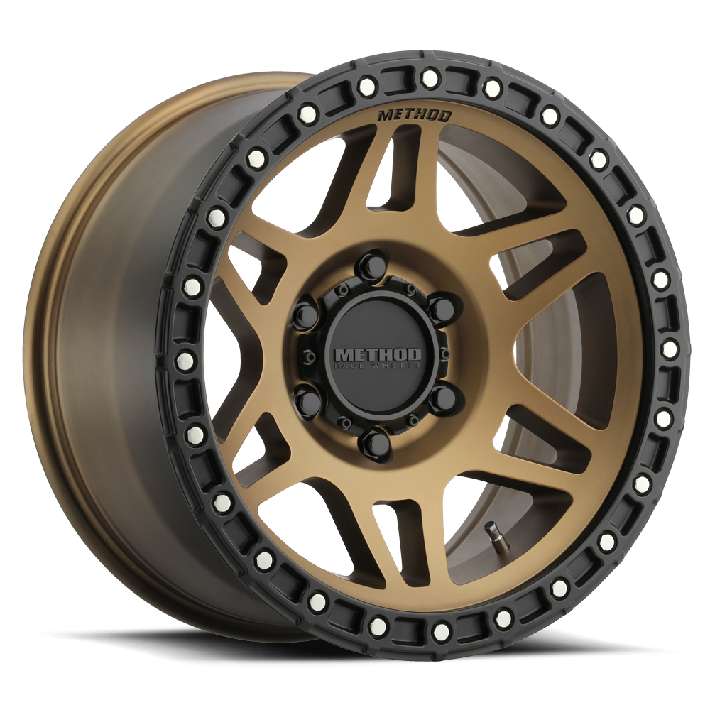 Aluminum Wheels 17x8.5 MR312 Bolt Pattern 5 On 150 Offset 0 Lip Size 0.98 Method Bronze BRZ Matte Black Lip Method