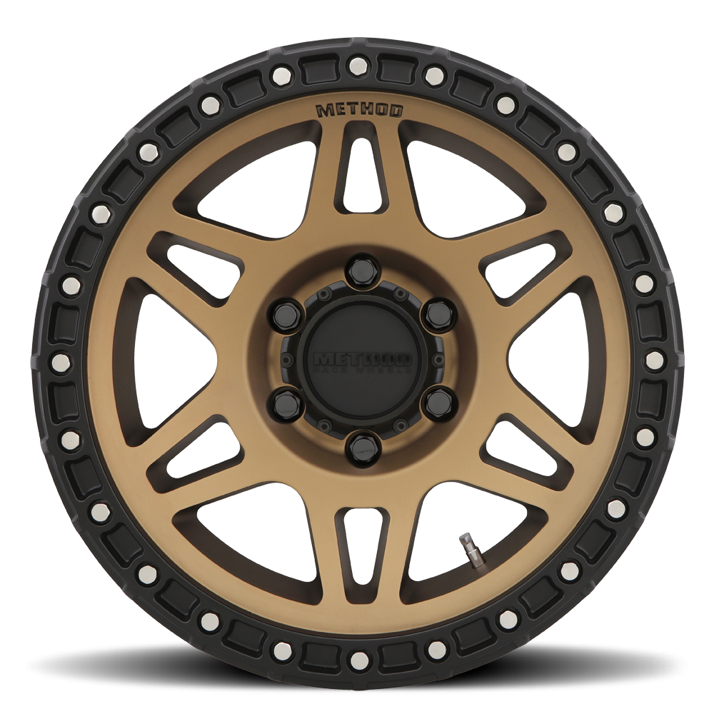 Aluminum Wheels 17x8.5 MR312 Bolt Pattern 5 On 150 Offset 0 Lip Size 0.98 Method Bronze BRZ Matte Black Lip Method