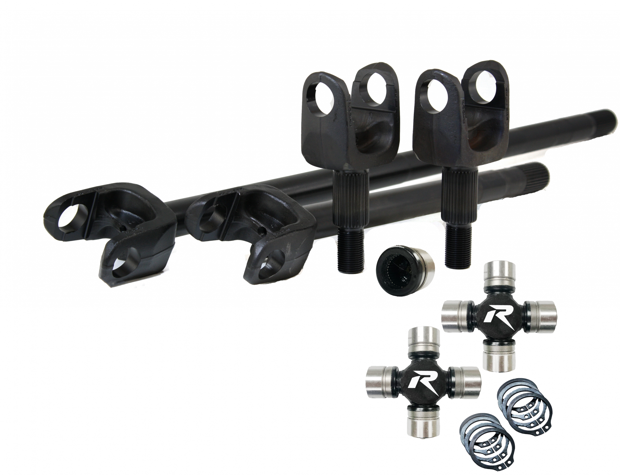 2007-18 Wrangler JK Dana 30 30 Spline 4340 Chromoly USA Made Front Axle Kit HD U-Joints Revolution Gear