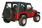 Black OEM Replacement Soft Top for 1997-06 TJ Wrangler w/ Soft Upper Doors Black Denim w/Door Skins And Windows RT Off Road