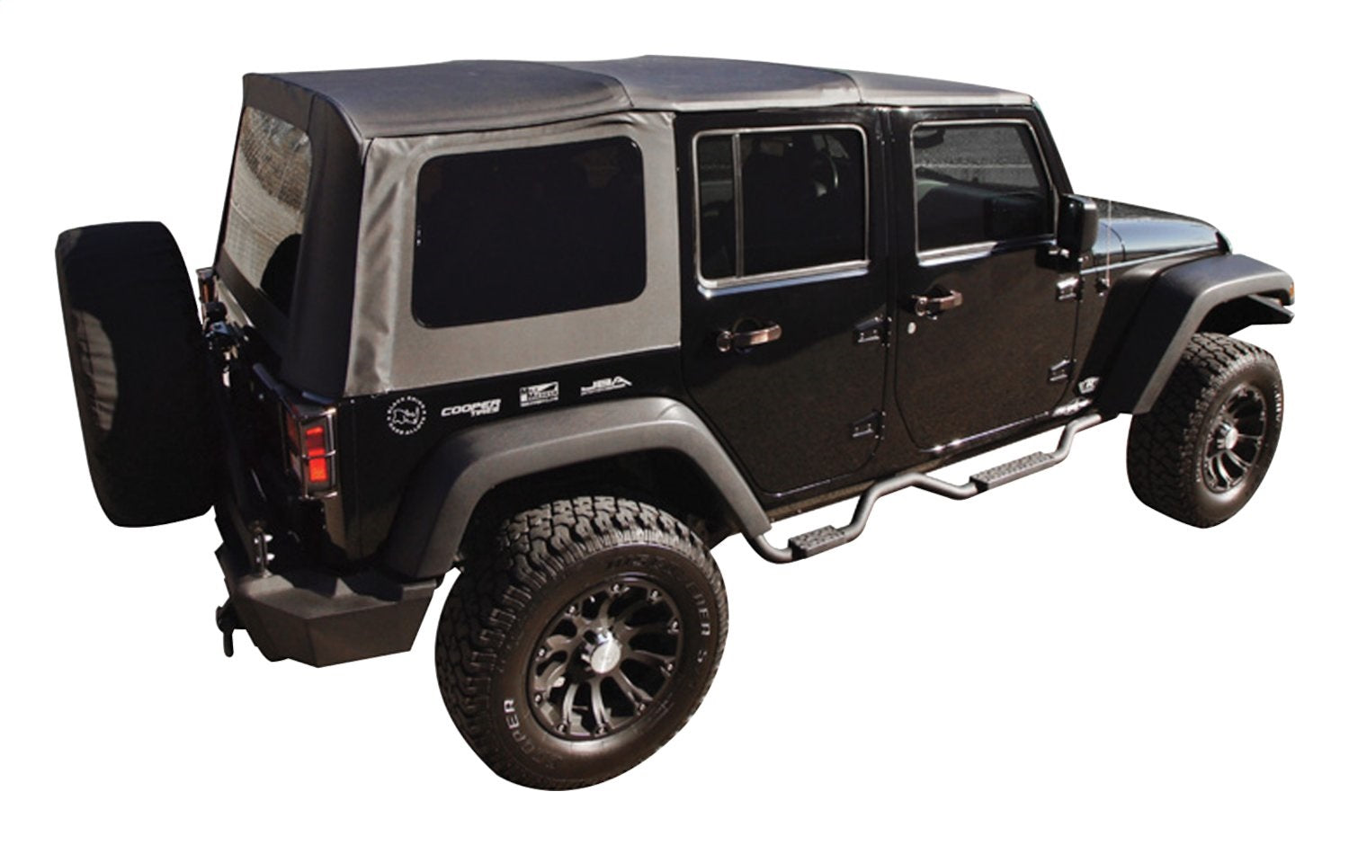 Black OEM Replacement Soft Top for 2007-09 JK Wrangler w/ 4-Full Steel Doors RT Off Road