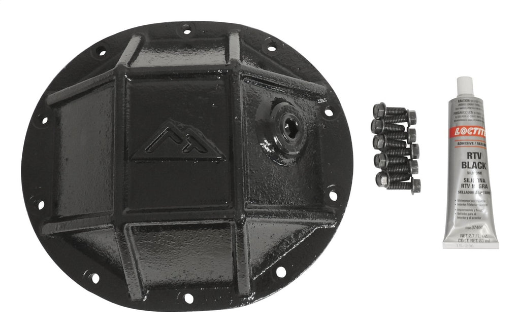 Differential Cover 3/8 Inch Thick Forged Steel w/Ribs Semi-Gloss Black Powder Coat w/Flanged Hex Bolts/Recessed Fill Plug/RTV 8.25 Inch 10 Bolt RT Off Road