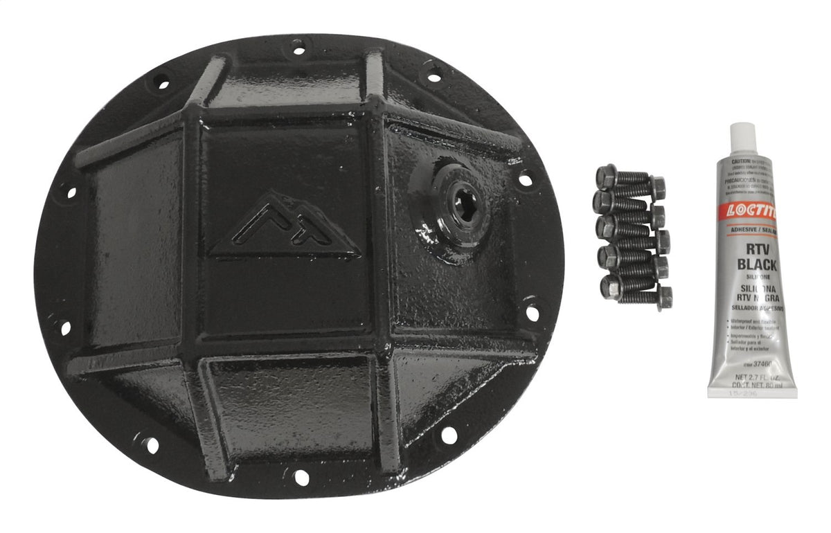 Differential Cover 3/8 Inch Thick Forged Steel w/Ribs Semi-Gloss Black Powder Coat w/Flanged Hex Bolts/Recessed Fill Plug/RTV 8.25 Inch 10 Bolt RT Off Road