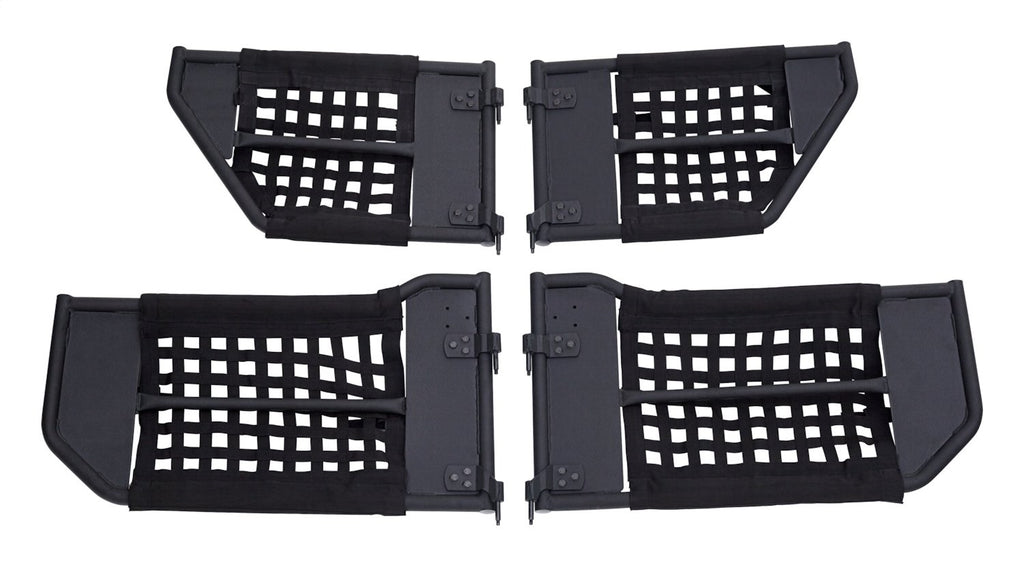 Tube Door Set 2007-2018 JK Wrangler Removeable Netting And Easy To Open Handles 1-1/4 Inch Steel Tubing Textured Black Powder Coat RT Off Road