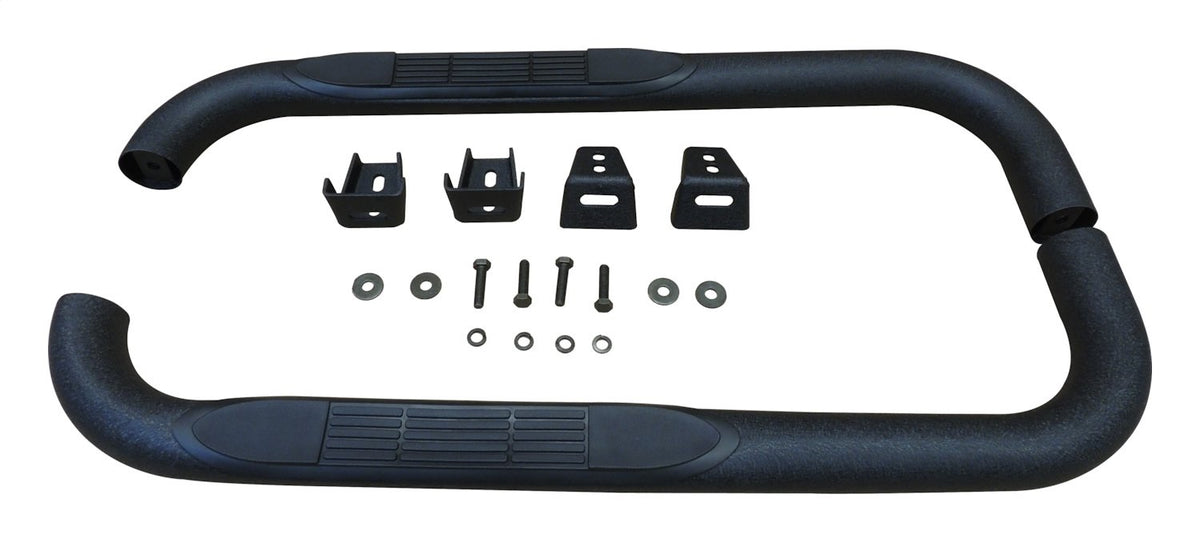 Black Textured 3 inch Tubular Side Steps for Jeep YJ & TJ Wrangler, Except Unltd TJ RT Off Road