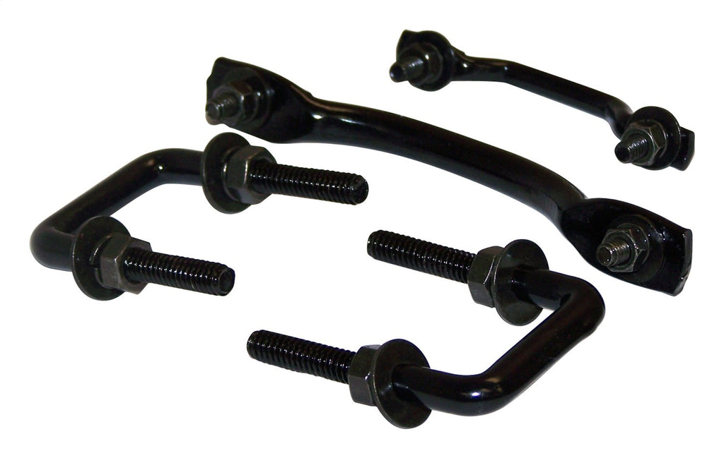 Black Windshield Tie Down Kit for 55-95 Jeep CJ-5, CJ-6, CJ-7, CJ-8, YJ Wrangler RT Off Road