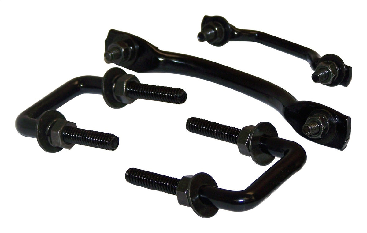 Black Windshield Tie Down Kit for 55-95 Jeep CJ-5, CJ-6, CJ-7, CJ-8, YJ Wrangler RT Off Road