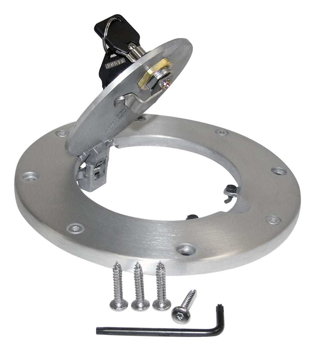 Brushed Aluminum Locking Fuel Door for TJ Wrangler w/Lock & Keys RT Off Road