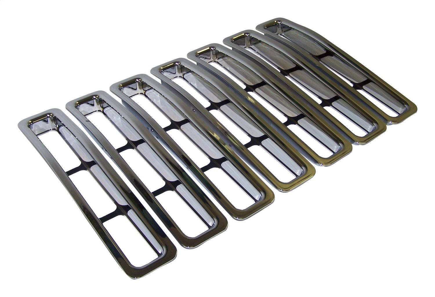 7 Piece Grille Insert Set for 1997-2006 Jeep TJ Wrangler, Chome Plastic, Snap-In RT Off Road