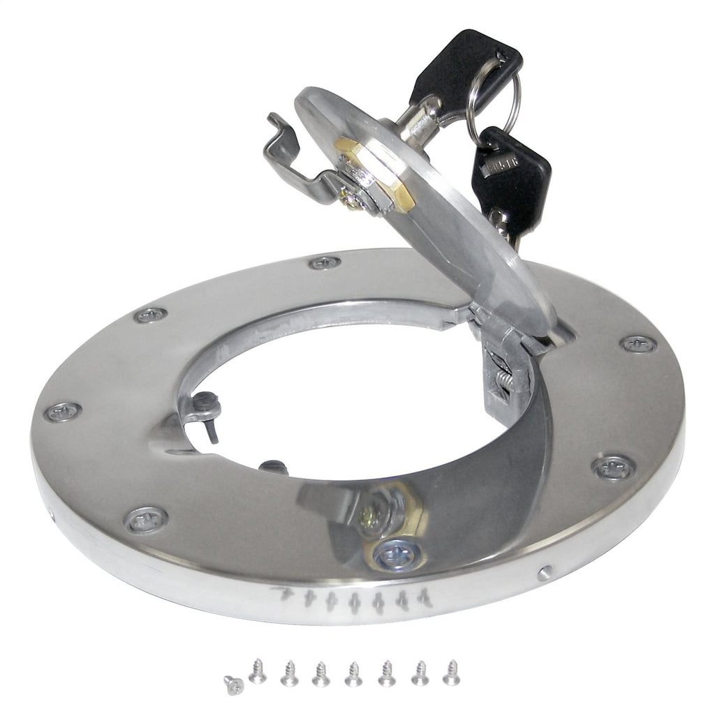 2 or 4 Door Polished Aluminum Locking Fuel Door w/ Keys for Jeep JK Wrangler RT Off Road