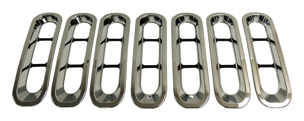 7-Piece Chrome Plastic Grille Inserts Chrome for 2007-201 JK Wrangler Snap-In Pieces RT Off Road