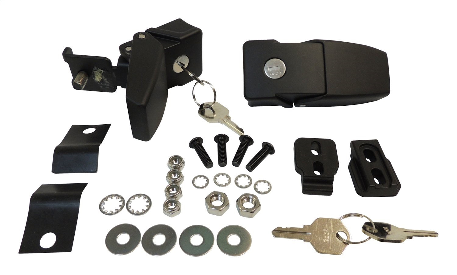 Black Steel Locking Hood Catch Kit for 2007-2018 Jeep JK Wrangler Set of 2 RT Off Road