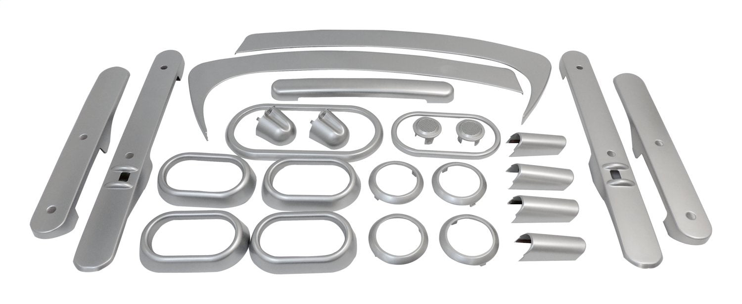 Brushed Silver Plastic Interior Accent Kit for Jeep 07-10 JK Wrangler w/ 4-Dr. RT Off Road