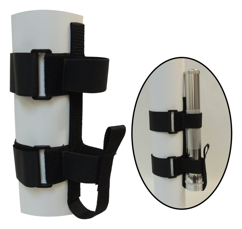 Roll Bar Flashlight Holder Works w/ 3 inch Roll Bars Nylon & Elastic w/ Hook & Loop Straps For D-Cell Flashlights (1) Flashlight Holder RT Off Road