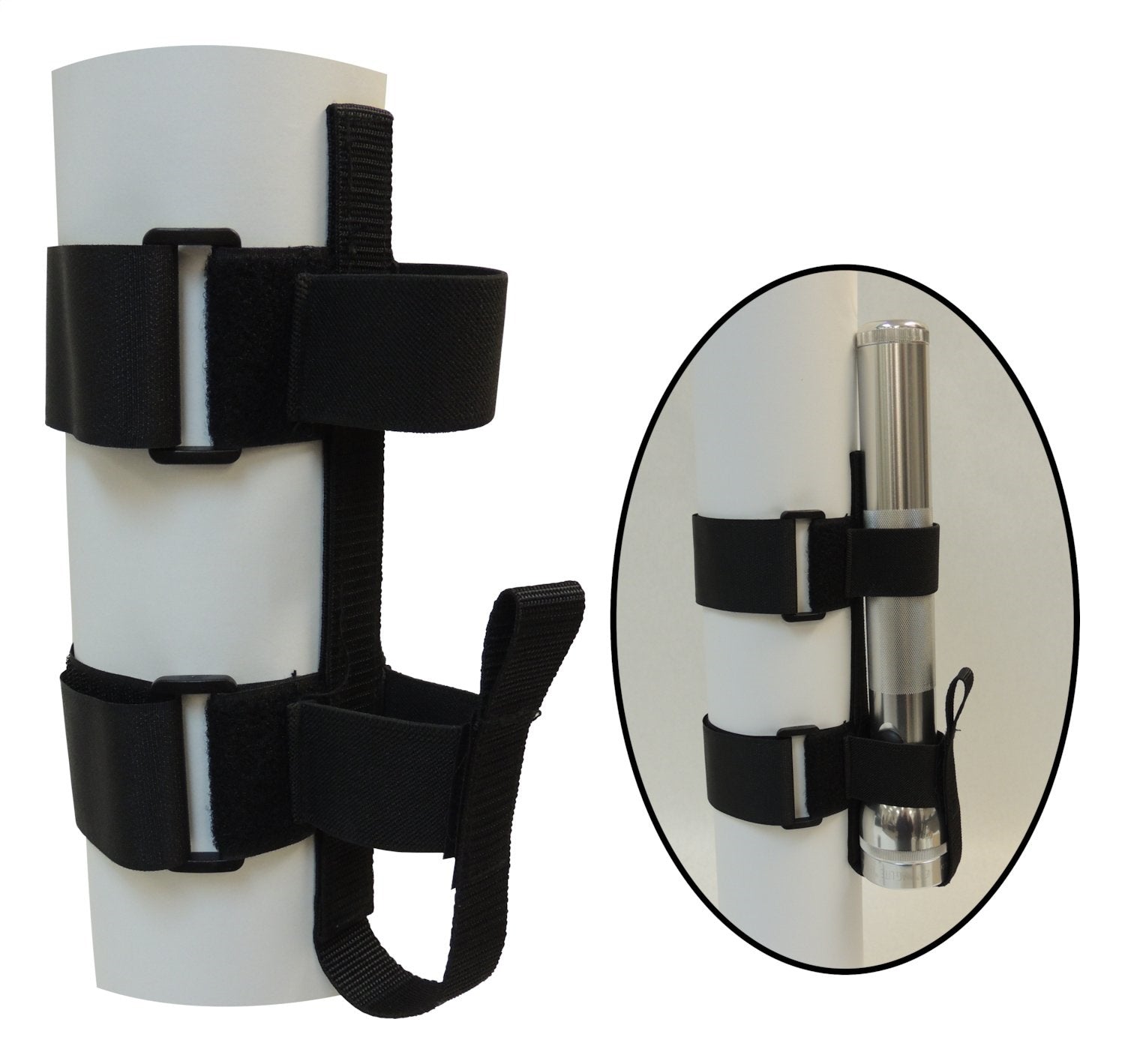 Roll Bar Flashlight Holder Works w/ 3 inch Roll Bars Nylon & Elastic w/ Hook & Loop Straps For D-Cell Flashlights (1) Flashlight Holder RT Off Road