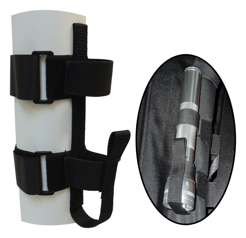 Roll Bar Flashlight Holder Works w/ 3 inch Roll Bars Nylon & Elastic w/ Hook & Loop Straps For D-Cell Flashlights (1) Flashlight Holder RT Off Road