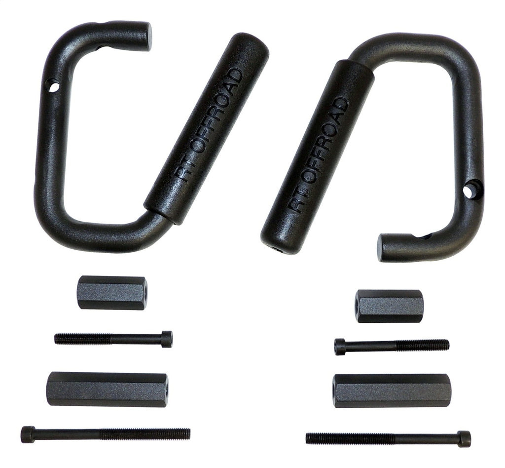 Grab Handle Set 2007-2018 JK Wrangler 2 Steel Handles w/Rubberized Plastic Grips Front And Rear Black RT Off Road