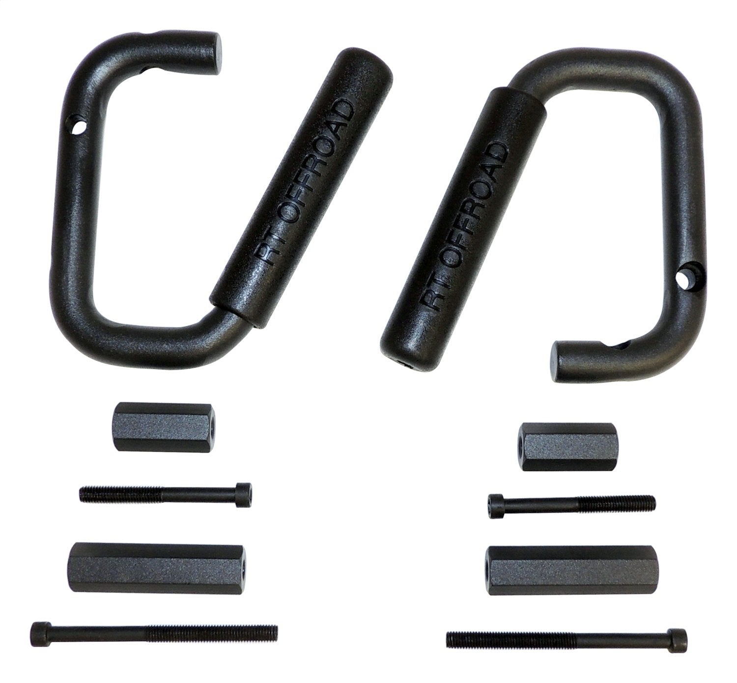 Grab Handle Set 2007-2018 JK Wrangler 2 Steel Handles w/Rubberized Plastic Grips Front And Rear Black RT Off Road