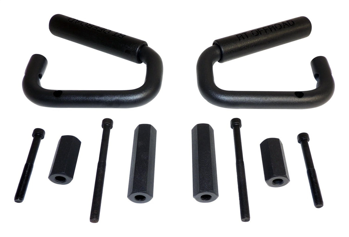 Grab Handle Set 2007-2018 JK Wrangler 2 Steel Handles w/Rubberized Plastic Grips Front And Rear Black RT Off Road