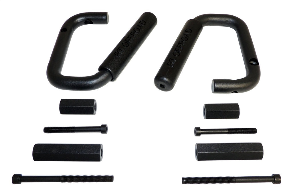Grab Handle Set 2007-2018 JK Wrangler 2 Steel Handles w/Rubberized Plastic Grips Front And Rear Black RT Off Road
