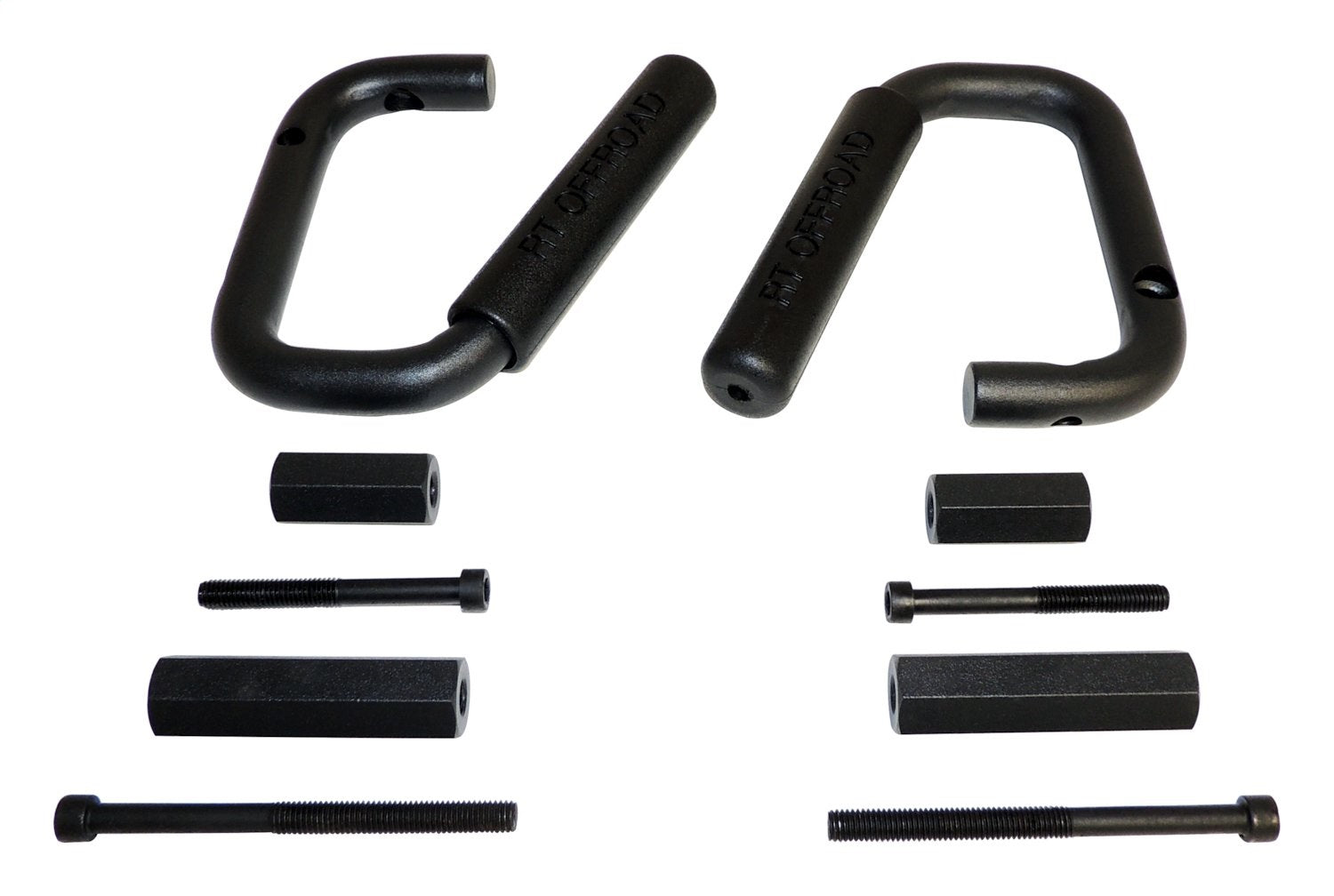 Grab Handle Set 2007-2018 JK Wrangler 2 Steel Handles w/Rubberized Plastic Grips Front And Rear Black RT Off Road