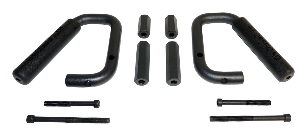 Grab Handle Set 2007-2018 JK Wrangler 2 Steel Handles w/Rubberized Plastic Grips Front And Rear Black RT Off Road