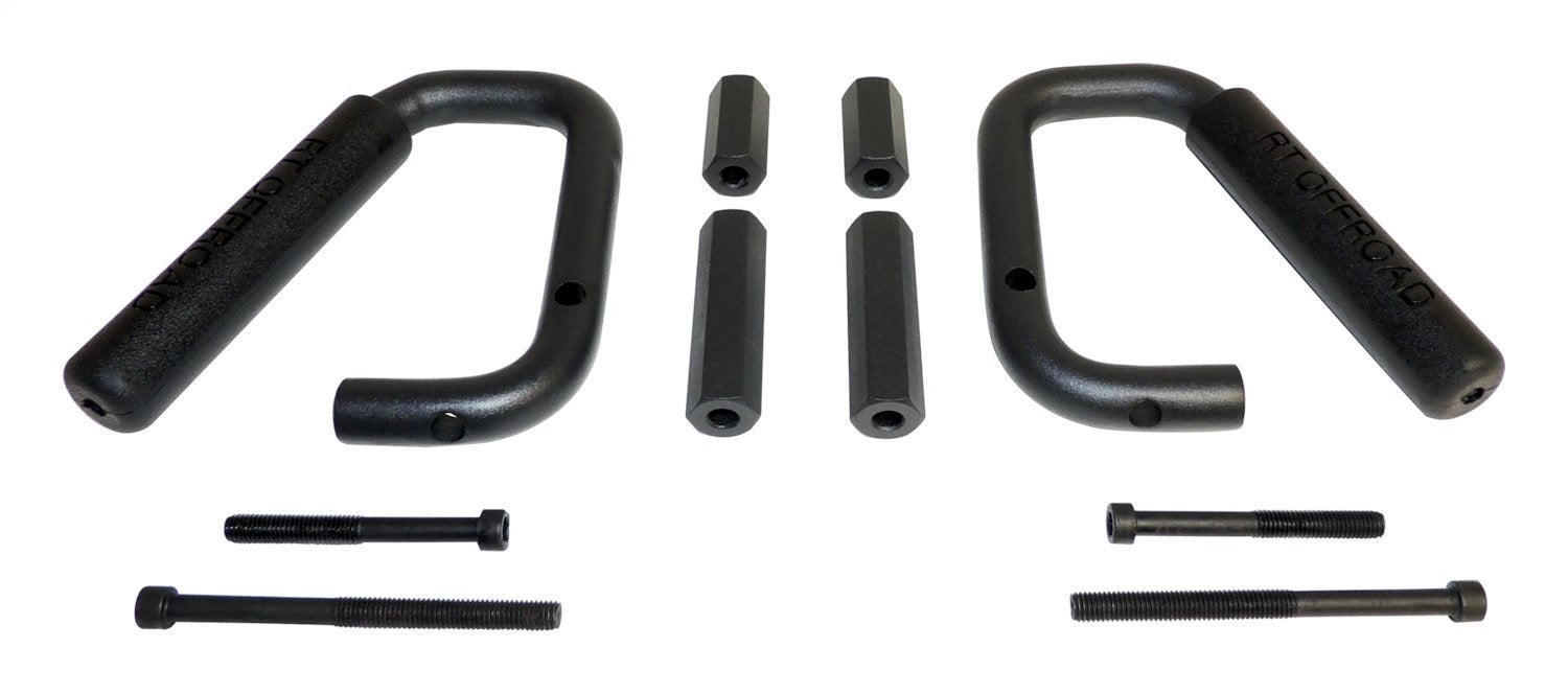 Grab Handle Set 2007-2018 JK Wrangler 2 Steel Handles w/Rubberized Plastic Grips Front And Rear Black RT Off Road