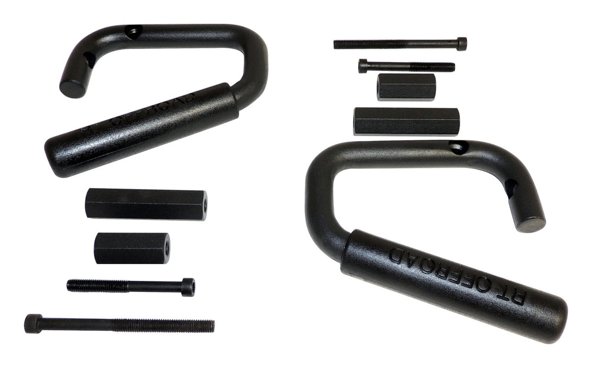 Grab Handle Set 2007-2018 JK Wrangler 2 Steel Handles w/Rubberized Plastic Grips Front And Rear Black RT Off Road