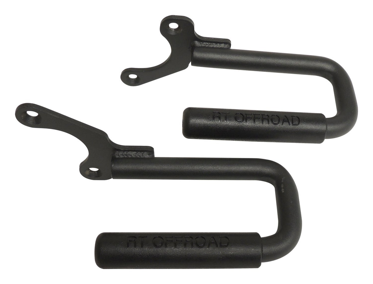 Grab Handle Set 1987-1995 Jeep YJ Wrangler 2 Steel Handles w/Rubberized Plastic Grips Front And Rear Black RT Off Road