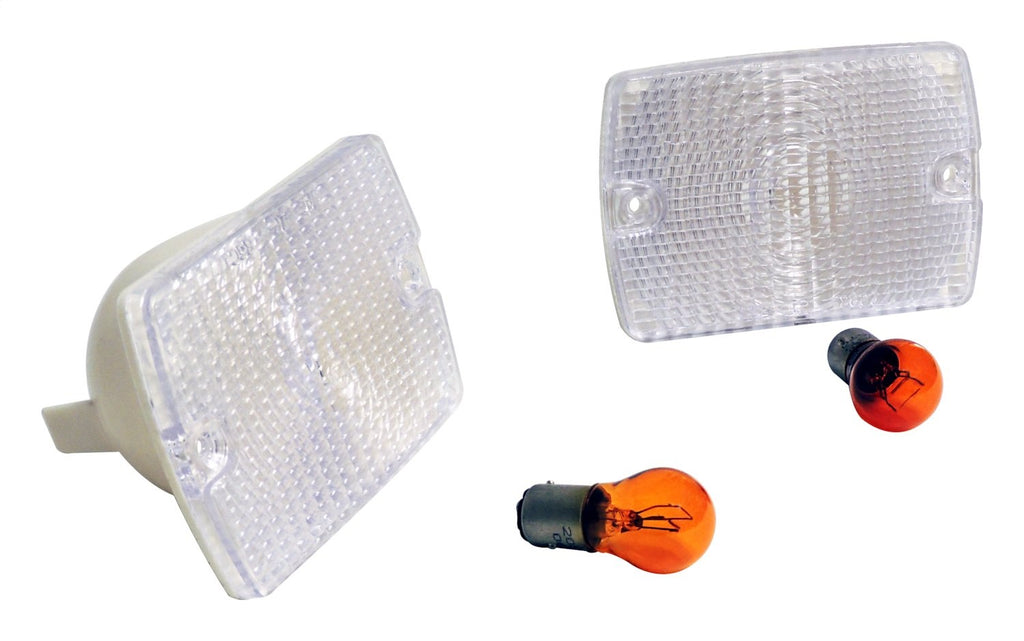 Clear Parking Lamp Set (2) w/ 2 Amber Bulbs for 87-93 Jeep YJ Wrangler RT Off Road