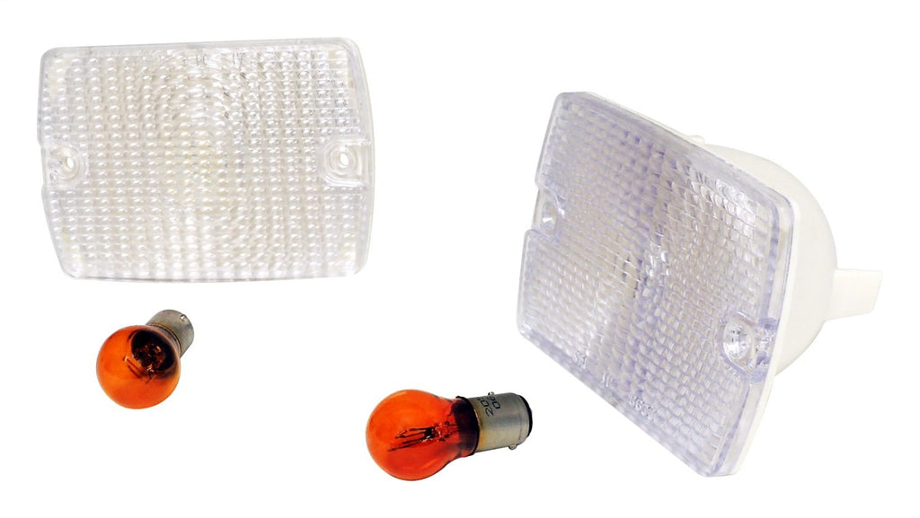Clear Parking Lamp Set (2) w/ 2 Amber Bulbs for 87-93 Jeep YJ Wrangler RT Off Road