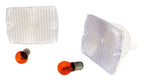 Clear Parking Lamp Set (2) w/ 2 Amber Bulbs for 87-93 Jeep YJ Wrangler RT Off Road