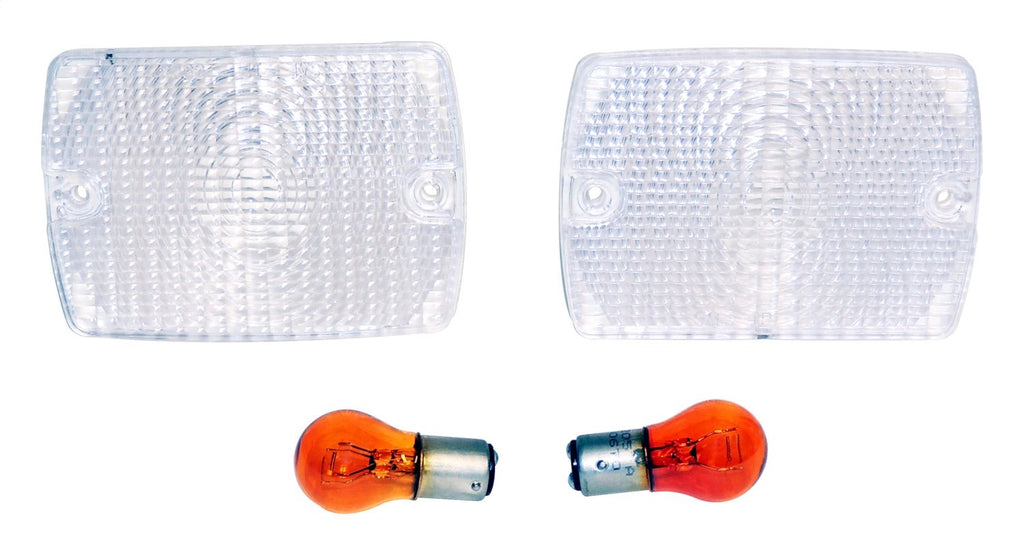 Clear Parking Lamp Set (2) w/ 2 Amber Bulbs for 87-93 Jeep YJ Wrangler RT Off Road