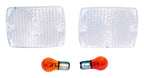 Clear Parking Lamp Set (2) w/ 2 Amber Bulbs for 87-93 Jeep YJ Wrangler RT Off Road