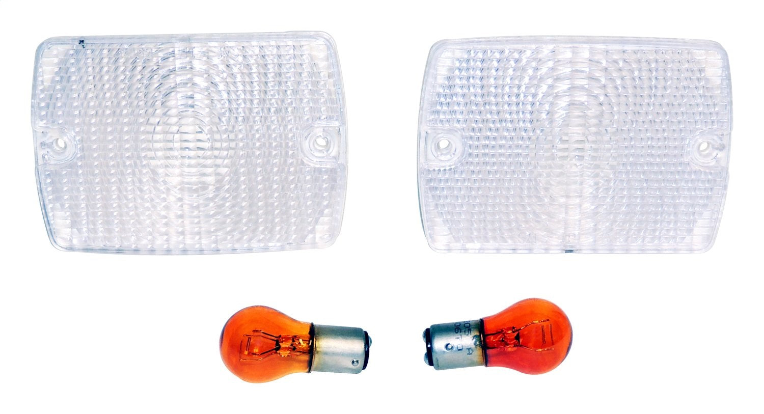 Clear Parking Lamp Set (2) w/ 2 Amber Bulbs for 87-93 Jeep YJ Wrangler RT Off Road
